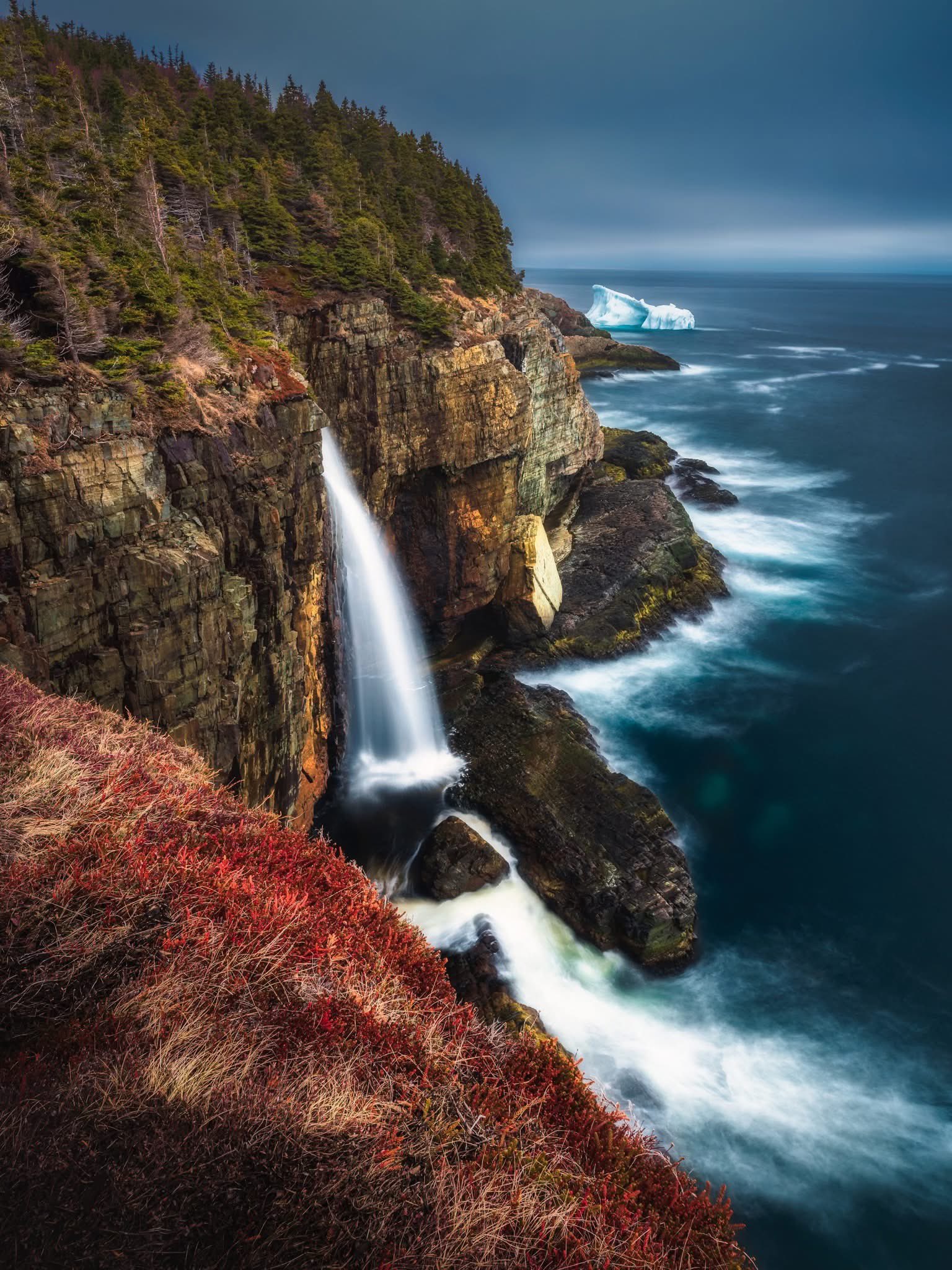 Coastal Waterfall at Golden Hour 